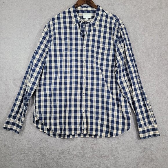 Lucky Brand Mens Classic Fit Blue Plaid Button-Up Shirt XXL - Picture 1 of 7